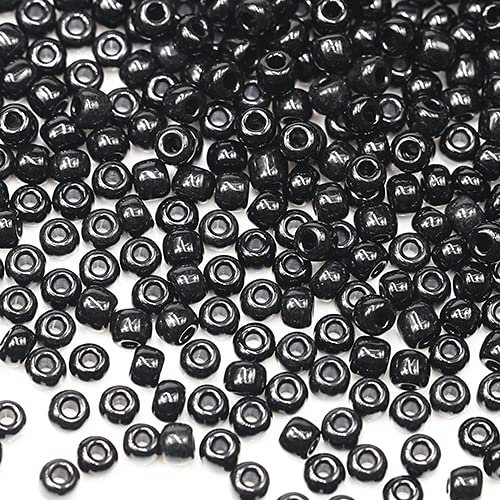 Tibaoffy Noir Perles de verre de taille 8/0 3 mm pour la fabrication de bijoux (Total Environ 100g Environ 3600pcs)