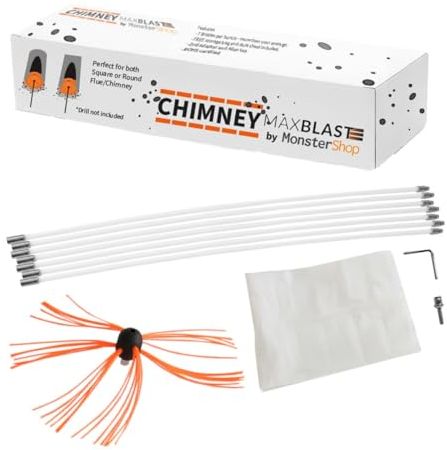 Kit de ramonage 12m Nylon Flexible Hérisson de Ramonage Synthétique Nettoyage Poêle Entrainement Perceuse Électrique