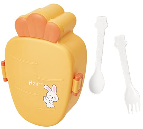 Lunchbox Brotdose kinder mit fächern,Bento box Brotdose, Entzückende Karotte Bento Box Mit Fächern, Mehrzweck-Kunststoff-Lunch-Container Für Zuhause, Schule, Büro Gelb