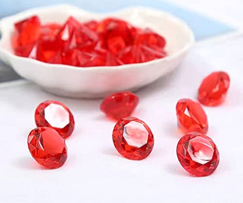 Duories 120 Stück Acryl Diamanten Dekosteine,Acryl Diamant Edelsteine Streudeko Tischdeko Acrylschmuck für Hochzeit Geburtstag Weihnachten Party Vasenfüller Piratenparty Schatzsuche Dekoration,Rot