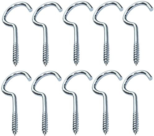 AERZETIX - C47866 - Lot de 10 pièces - crochet à visser à bois - Ø3.3x60mm - en acier zingué - bricolage - outillage d'assemblage/quincaillerie