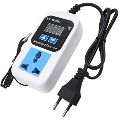 CAM2 Thermostat Steckdose Digital Temperatur Steuerung Steckdosen mit NTC Sensor Digitaler Temperaturregler für Gewächshaus Terrarium Reptilie