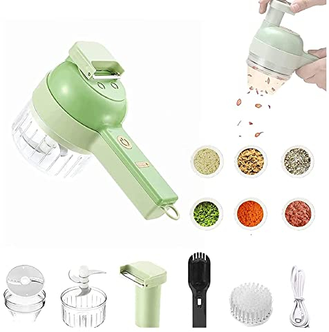 JHLA Cortador De Verduras Electrico Industrial Procesador De Alimentos Inalámbrico para Ajo, Pimienta, Chile, Cebolla, Apio, Jengibre Carne con Cepillo