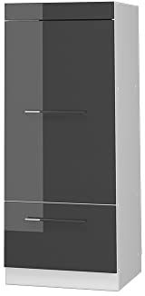 Vicco Mikrowellenschrank Fame-Line, Küchenregal für die Mikrowelle, Anthrazit Hochglanz/Weiß, 60 cm