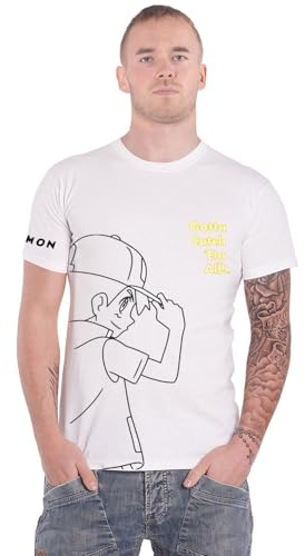 Pokémon - Ash - Herren Männer Jungen Kurzarm T-Shirt