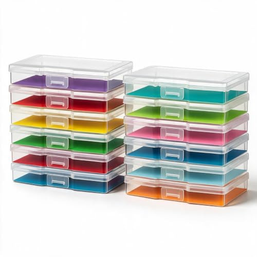 novelinks Transparent 4 x 6 Photo Storage Cases - Craft Cases Plastic Storage Container Box - 12 PACK (Transparent)