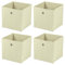 Taylor & Brown Set of 4 Large Foldable Square Storage Cubes, Fabric Organiser Canvas Cube Boxes Collapsible for Home, Bedroom, Nursery Office, Playroom Toys, 30x30x30cm (Beige)