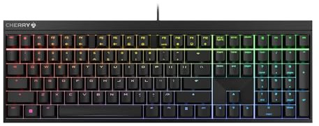 CHERRY MX 2.0S, Clavier de Gaming Mécanique avec Rétro-Éclairage RGB, Disposition Pan-Nordique (QWERTY), Filaire, Conçu en Allemagne, Original MX Red Switches, Noir