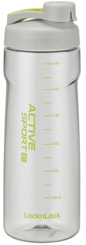 LocknLock Trinkflasche BPA-Frei für Kinder und Erwachsene, Kristallklare Wasserflasche, Tritan Sportflasche mit Tragegriff, Sporttrinkflasche auslaufsicher, Gym Flasche (Hellgrau, 730 ml)