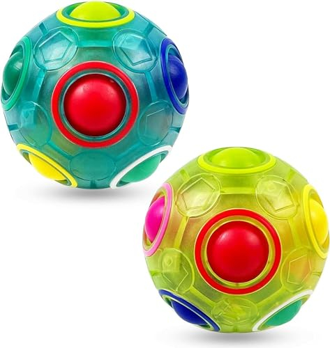 EACHHAHA 2 Stück Original-Regenbogenball Set,Magic Rainbow Ball,Geschicklichkeitsspiel für Kinder und Erwachsene,Entwicklungsspielzeug für Mädchen & Jungen,3D Puzzle & Raumdenken fördern