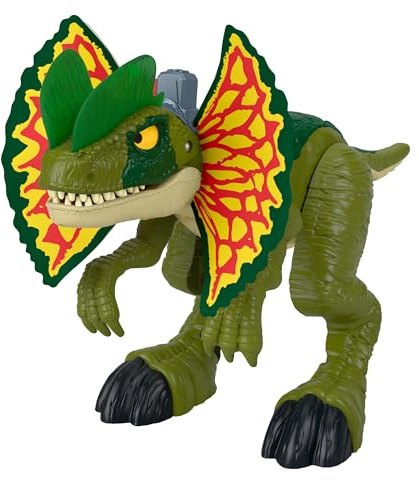Fisher-Price Imaginext Jurassic World Thrash Attack Dilophosaurus, Dinosaurio de Juguete Extragrande con Luces y Sonidos Que Lanza proyectiles, Regalo para niños y niñas +3 años, HVY16