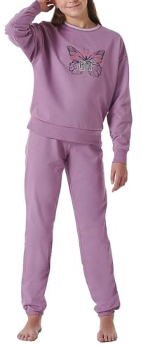 Schiesser Mädchen Schlafanzug Warme Qualitäten Frottee - Fleece Sweat Größe 140 Bis 176 Pyjamaset, Mauve_181973, 164 EU