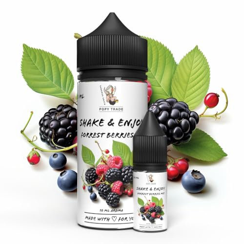 POPY TRADE - Shake & Enjoy - Hochdosiertes Lebensmittelaroma 10ml in 120ml Flasche, einfaches mischen. Für Lebensmittel, Getränke, Vernebler, Nebelmaschinen, Diffusor uvm (Forest Berries Mix)
