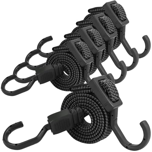 5PCS Verstellbar Spanngummi mit Haken, 100CM Elastischer Spannband Gummizug mit Haken, Gepäckspanner Spanngurte Expander Spannseile, Extra Stark Gummiseile für Sonnensegel, Garten, Fahrrad, Planen