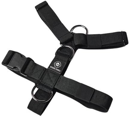 Spark Paws No Pull Hundegeschirr Grosse Hunde, Halterdesign mit Frontclip, Y Geschirr Hund, Robust und Strapazierfähig Harness für Große und Starke Rassen - Black, S