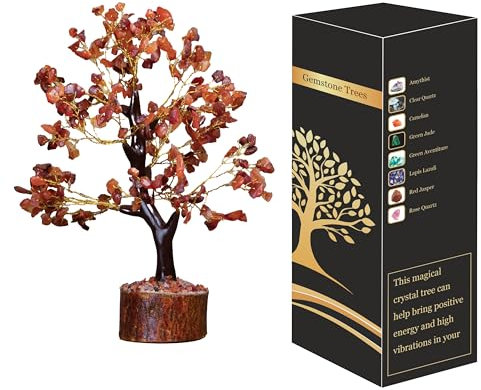 Albero della vita in corniola per il WC, albero della vita in cristallo per l'energia positiva, albero di pietre preziose fatte a mano, cristalli curativi arancioni per chakra sacrale, regalo di