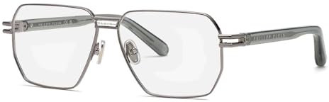 Philipp Plein Unisex VPP114M Sunglasses, Shiny Black, 58