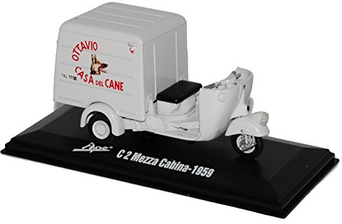 Generisch Vespa Piaggio Ape C2 Mezza Cabina 1959 Grau HundefÄnger 1/32 italeri Del Prado Modellmotorrad Modell Motorrad Sonderangebot