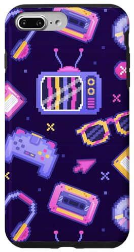 Hülle für iPhone 7 Plus/8 Plus Case Lila Retro Gaming Funky Gamer Vintage Videospiel
