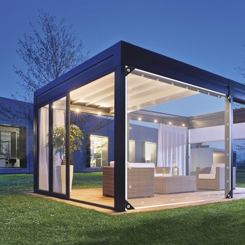 Transparente Plane Abdeckung Pergola Wasserdichte Seitenwände Durchsichtig Wetterfeste Vorhänge 0.35mm Trennvorhang Transparente Seitenwände Mit Ösen Pergola Terrasse Balkon Pavillon Garage ( Size : 2
