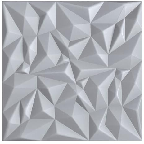 3D Paneele, Polystyrol Paneele, Deckenpaneele, 3D Wandpaneele, Dekoren, Decken - Mirror Wandverkleidung, 3mm dick - 50x50cm / ‎‎3m² - 12 Stück (Hellgrau 02)