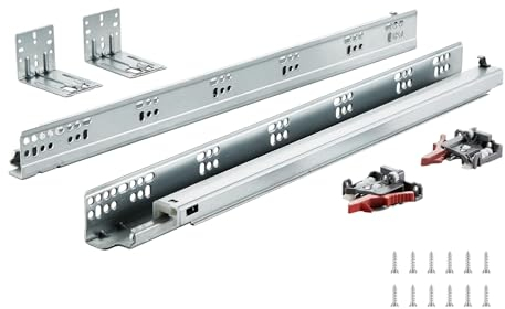VEVOR 10 Paar 533,4-mm-Schubladenschienen für die seitliche Montage an der Unterseite, vollständig kugelgelagerte Verlängerungsschiene aus Stahl, Schrankschienen mit Verriegelungsmechanismus 100 Pfund