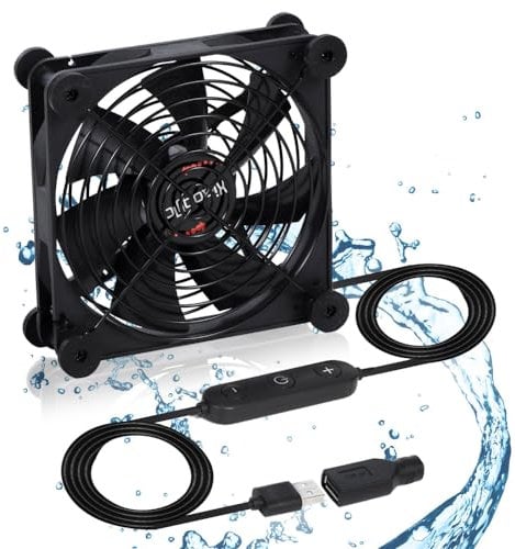 xiaoqijia Quiet 140mm Fan with 10 Speed USB 5V Fan DC 12V IPX5 Waterproof Fan PC Fan Portable Cooling Fan for Tablet TV Receiver Router DVR Greenhouse Kennel Computer Cabinet Component Cooling