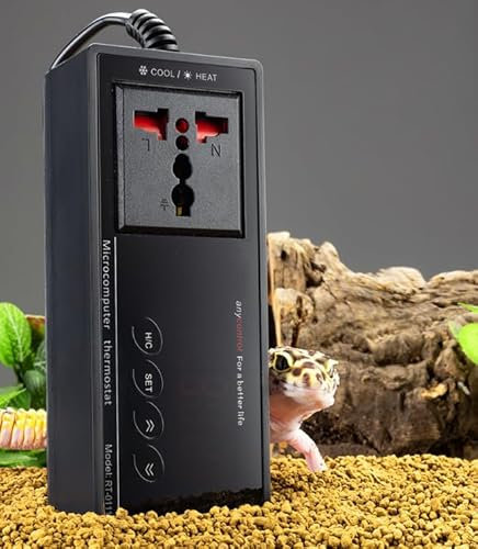 Hxlilebu Thermostats Digital Temperature Controller with LCD Screen, Heating Cooling Temperature Switch, UK Plug,Ideal for Terrariums, Greenhouses, and Reptile Farms