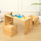FUNLIO Montessori Höhenverstellbares kindertisch mit 2 stühlen für 1-3 Jährige, hochwertiger Massivholz Kinder Tisch Stuhl Set, zum Lesen/Essen/Spielen, einfach aufzubauen - Langer Tisch