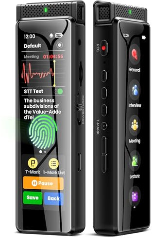 136GB Digital Voice Recorder with Playback, Innioasis R1 Full Touchscreen Voice Recorder with AI Intelligent Transcription and Bluetooth, Voice Activated Sound Audio Recorder Device with Mic (Black)