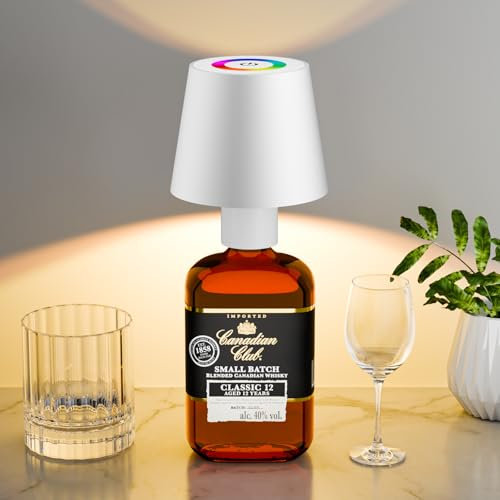 brightower LED Flaschenlampe mit RGB,5200mAh Touch Kabellose Flaschenleucht, IP54 stufenloses Dimmen Tischlampe für Restaurants im Innen- und Außenbereich, Bars, Schlafzimmer&Camping (Weiß)
