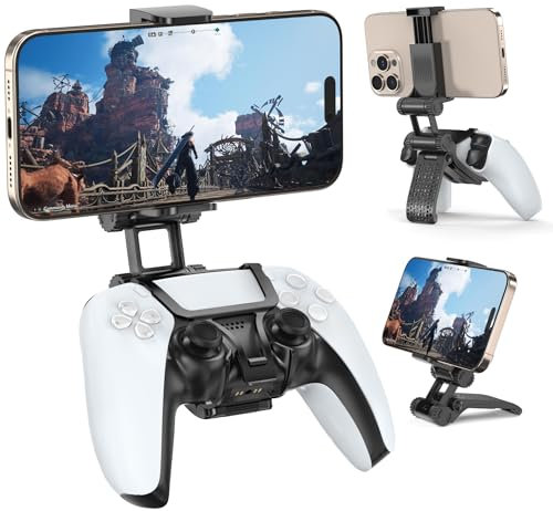 Rysker PS5 Controller Phone Mount Clip, PS5 Mobile Gaming Phone Controller Holder for PlayStation 5, PS5 Remote Play Phone Stand Replacement for DualSense