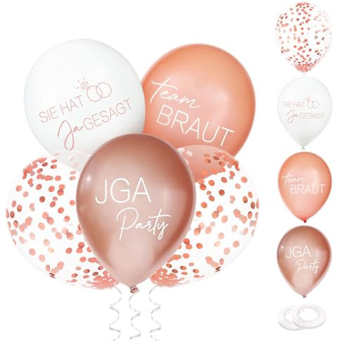 MEJOSER JGA Deko Frauen 24 Stück Luftballons JGA Latex Ballons Rosegold 12 Junggesellenabschied Frauen Junggesellinnenabschied Deko Team Braut Bride to Be Party Hochzeit Accessories