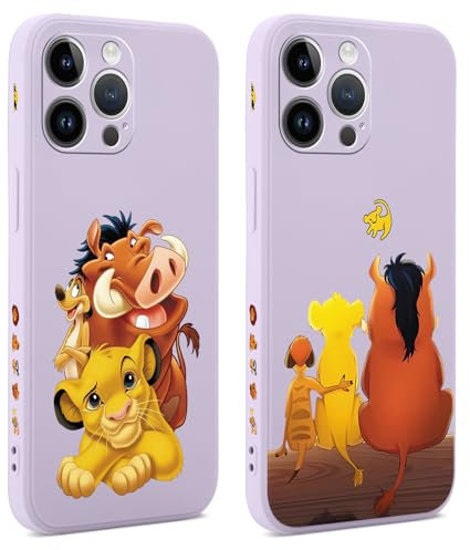 nurkorki 2 Stück Handyhülle für Apple iPhone 15 6.1, Niedlich Anime TPU Silikon Weich Schutzhülle mit Cartoon Löwe Tier Muster Design Manga Mode Stoßfeste Kratzfest Case für iPhone 15, Lila
