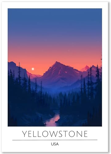 Happymotive Yellowstone Poster Deko Schlafzimmer | Wanddeko & Wandbilder Wohnzimmer | Aesthetic Room Decor | Bilder als Kunstdrucke in A2 40x60, A3 30x40, A4 20x30 300g Papier ohne Rahmen