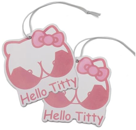 VmG-Store 2er Set Lufterfrischer Duftbaum Tuning fürs Auto Duftspender Air Freshener Duft lustiger Anhänger Design (203 Hello Titty)
