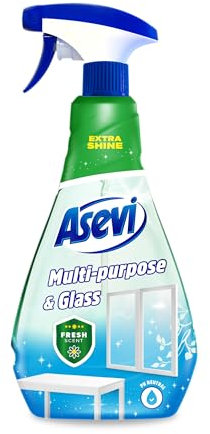 Asevi Multi-purpose and Glass Cleaning Spray, Glass and Window Cleaner, Multi-surface Spray, 750ml