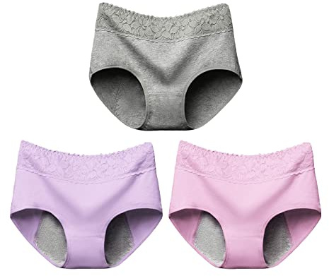 Générique Lot 3 Culotte Menstruelle Super Absorbante en Coton | Lavable | Culotte de Règles Flux abondant | Shorty menstruel | Taille Haute | Boxer menstruel | pour Femme
