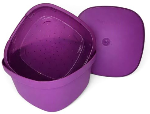Tupperware Multi Server - Pentola a vapore per microonde, 3 pezzi, colore: Viola reale