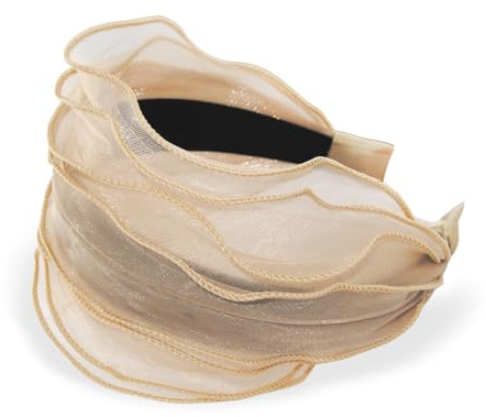 axy Breiter Haarreif in modischem Design Stirnband Vintage Haarschmuck Damen Haarreifen HRM2 (Beige)