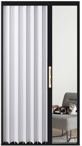 Puertas Plegables Con Filtro De Luz Y Privacidad Puerta Plegable Tipo Acordeón for Pasillo, Color Gris Requiere Ensamblaje. Incluye Herrajes De Montaje(75x80in (190.5x203cm))