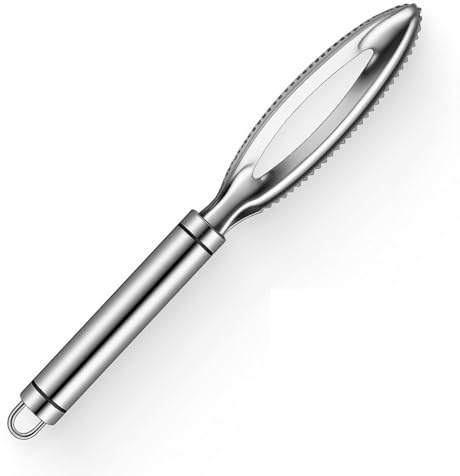 Fischentschupper, Edelstahl Fischschuppen Entferner, Profi Küchenhelfer zum sicheren Entschuppen, Fischschupper & Fisch entschupper mit Aufhängeloch, Ersatz fürs Fischmesser und Filetiermesser Fisch