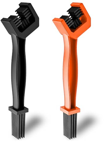 Motorcycle Chain Brush Crankset Brush Maintenance Bike Chain Washer Cleaner for MTB Mountain Road Bicycle Black and Orange 2 Pcs