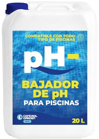CONTROL GARDEN Bajador PH Piscinas 20 L | Reductor pH- Piscina Interior y Exterior | Minorador Líquido - Súper Concentrado | Pool Regulador de Poliester, Liner y Electrólisis Salina (20 L)