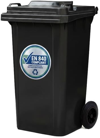 NOVECRAFTO 240L Wheelie Bin – Council-Size Weatherproof Outdoor Bin with Lid – EN 840 Compliant, Heavy-Duty HDPE, Reinforced Base, Durable Rubber Wheels, Rust-Resistant Axle (Black)