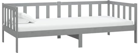 Yisssmeng Tagesbett 90x200 cm aus massivem Kiefernholz in Grau, inkl 20 cm H2 Matratze, Multifunktional als Sofa oder Gästebett, Robustes Design für Schlafzimmer Wohnzimmer Jugendzimmer