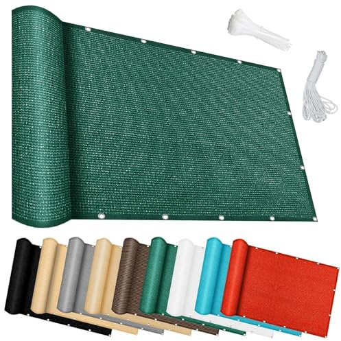 CHENMIAO Balkon Sichtschutz 70 x 70 cm Blickdichte 95% Uv-Schutz Wetterfest Balkon Sichtschutz Blickdichte mit Ösen, Nylon Kabelbinder Und Kordel für Terrasse Geländer, Dunkelgrün