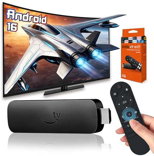 XIXIMENG R6 Max Android TV Stick Android 16.0 Stick TV Box avec Télécommande Vocale,Wi-FI 2,4GHz + 5GHz & Bluetooth,2Go RAM + 16Go ROM,Processeur Allwinner IK316 64 Bits Quadricœur Arm Cortex-A53