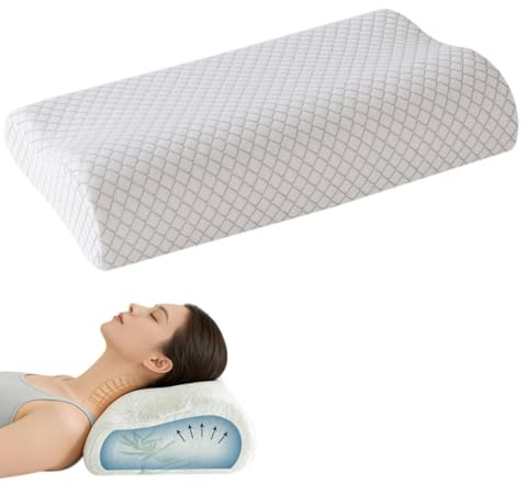 Neksong Hisleep Premium Traumkissen Orthopädisches Nackenstützkissen Atmungsaktiv Ergonomisch mit Baumwollsatin Bezug für Seitenschläfer und Rückenschläfer (40 * 60 * 12/10cm,1x Kissen)