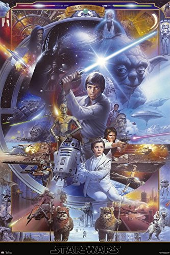 Nifty Star Wars Poster 20th Anniversary (61cm x 91,5cm) + 2 St. Schwarze Posterleisten mit Aufhängung